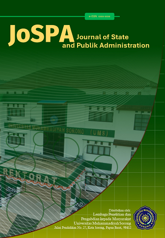 					View Vol. 1 No. 1 (2024): JoSPA (Journal of State and Public Administrations)
				